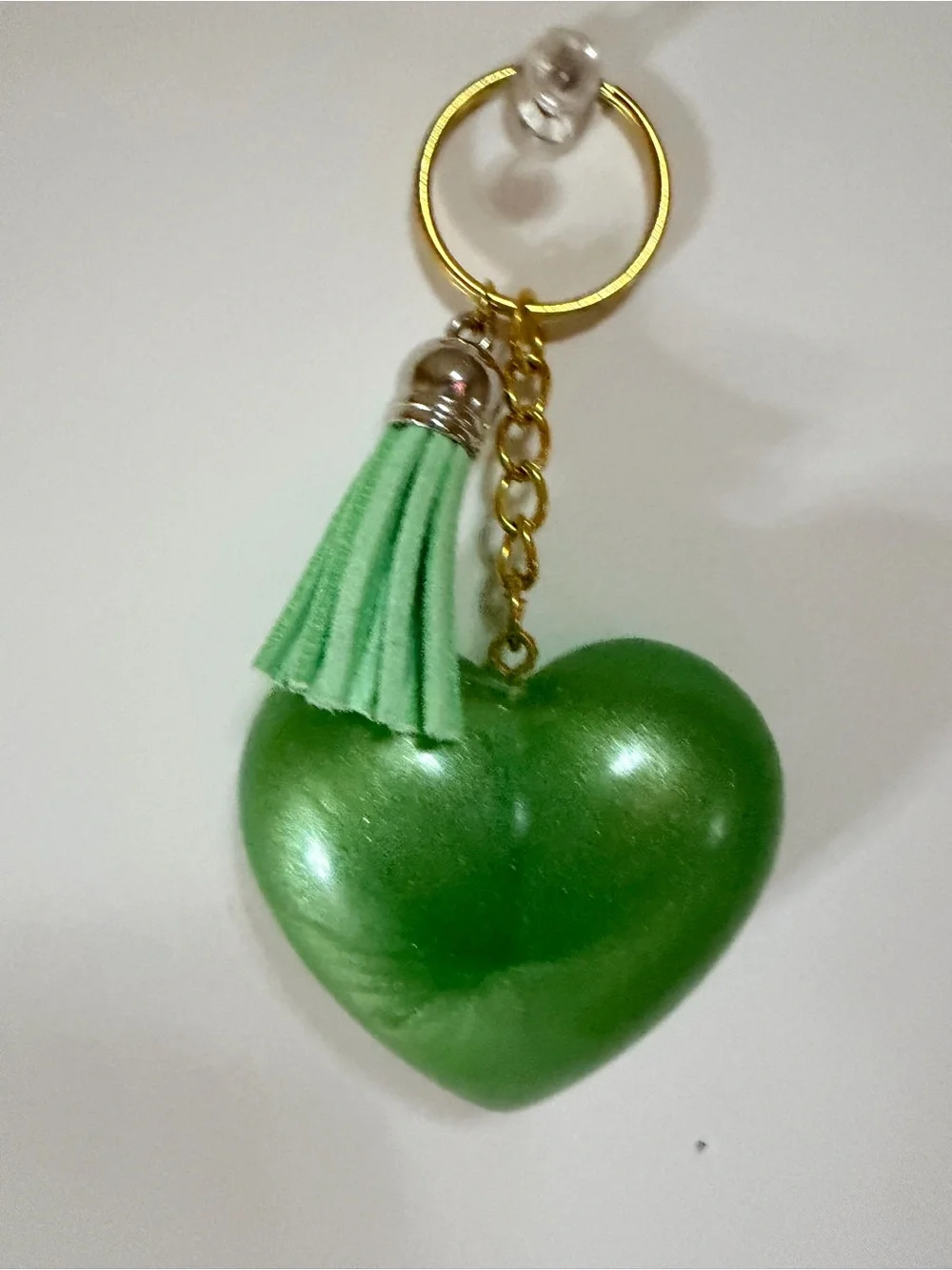 Shimmery Heart Keychain with Tassel